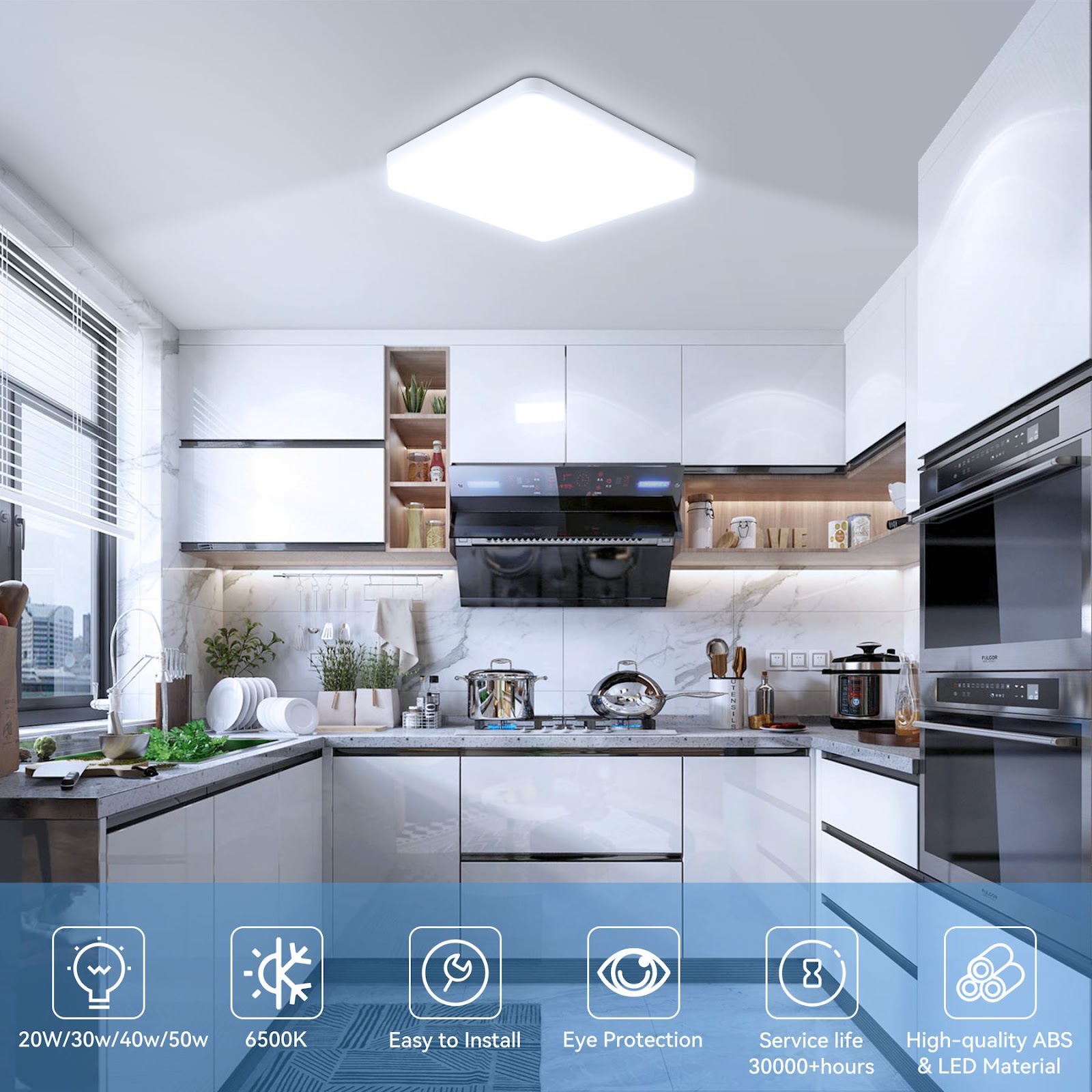 LED ceiling light, square or round