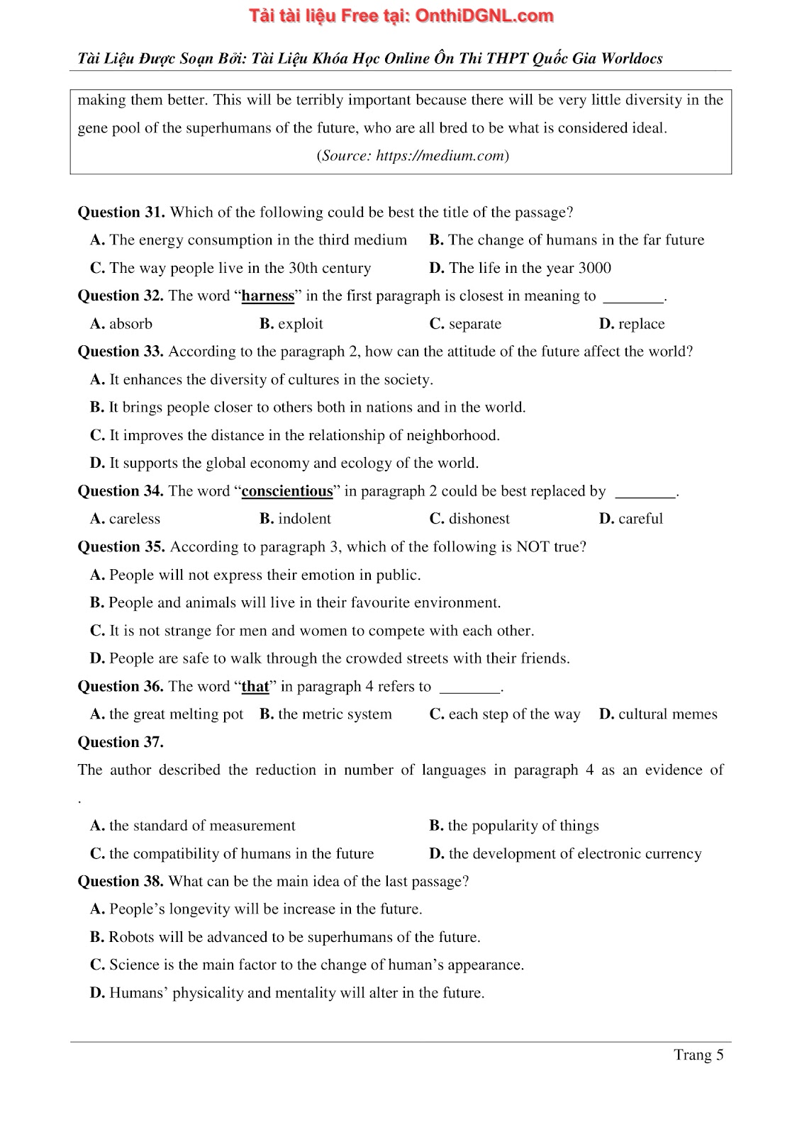 660 bài tập môn Tiếng Anh - Ôn thi ĐGNL ĐHBK Hà Nội