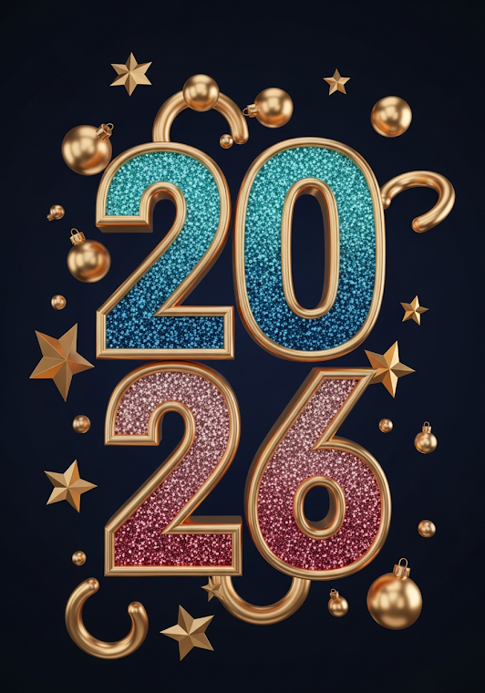 Glitter 2026 New Year Celebration Typography