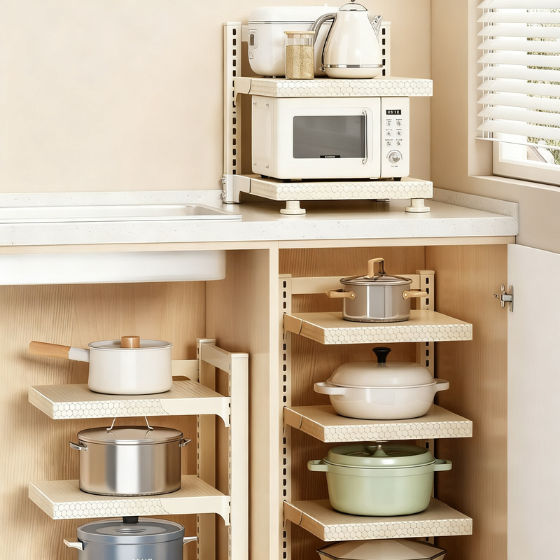 Multi-tier pot rack made of carbon steel