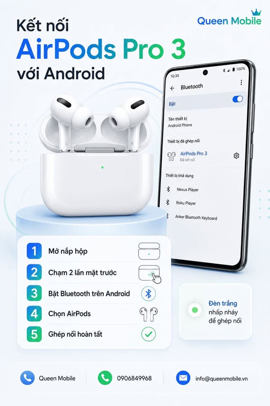 Hướng dẫn chi tiết kết nối Apple AirPods Pro 3 với điện thoại Android #AirPodsPro3 #Android #Apple #Bluetooth #TaiNgheKhongDay #AirPods #SamsungGalaxy #GooglePixel #Xiaomi #HyperOS