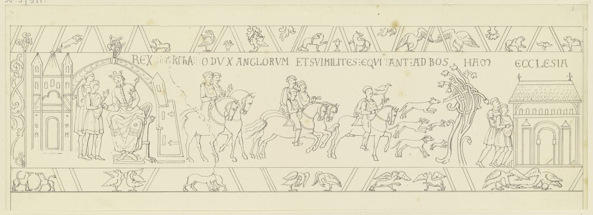 Zeichnung nach dem Bildteppich von Bayeux
