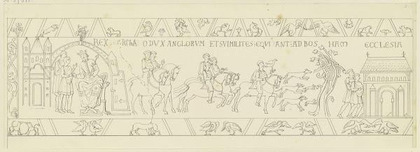 Zeichnung nach dem Bildteppich von Bayeux