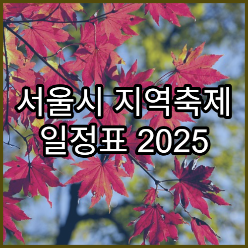 서울시 지역축제 일정표 2025 | 월별 행사 캘린더