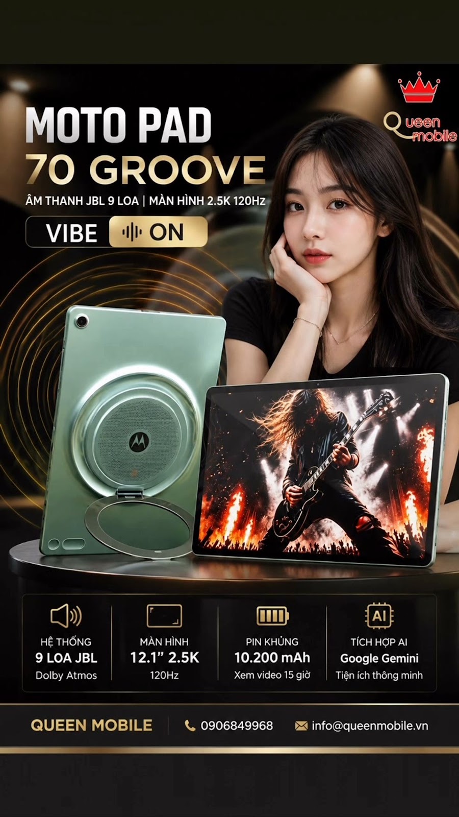 Moto Pad 70 Groove ra mắt tại Ấn Độ với màn hình 2.5K 120Hz và hệ thống 9 loa JBL độc đáo #MotoPad70Groove #Motorola #MotoPad #JBL #Tablet #Android #ẤnĐộ #DolbyAtmos #MediaTek #Côn