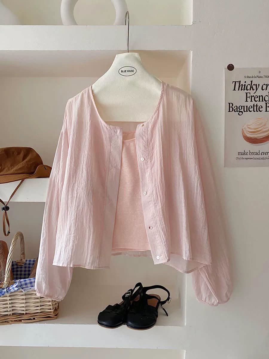 Áo kiểu voll dài tay crop hàng nút XONXEN SHOP 6825