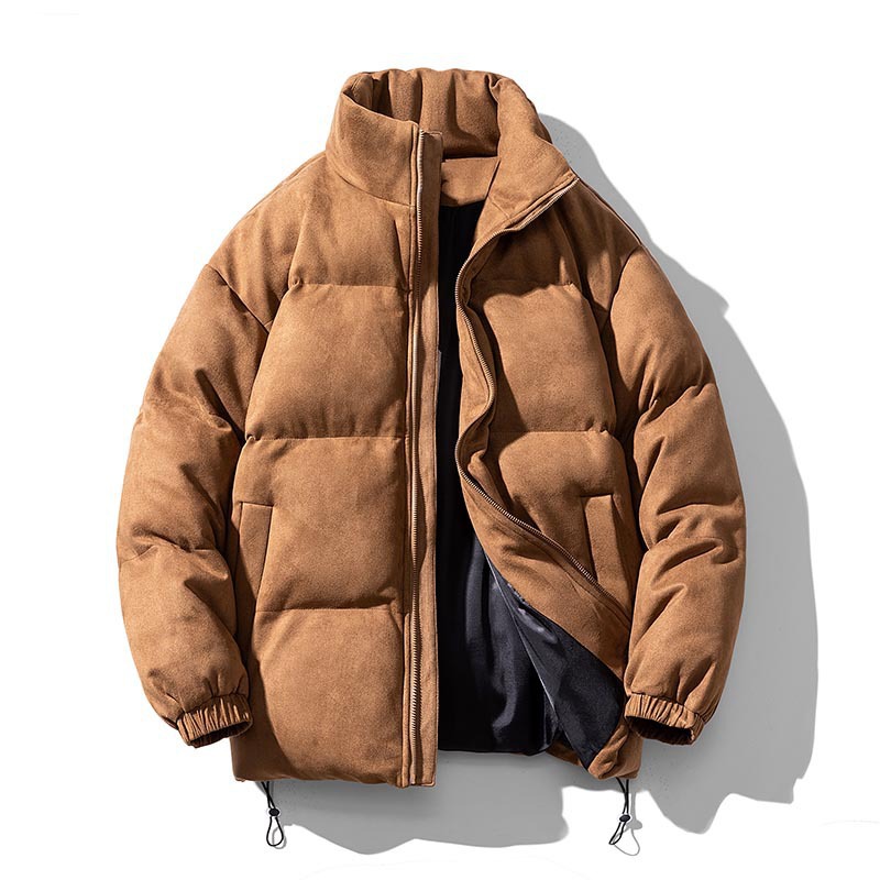 Men's suede-look puffer jacket, loose fit