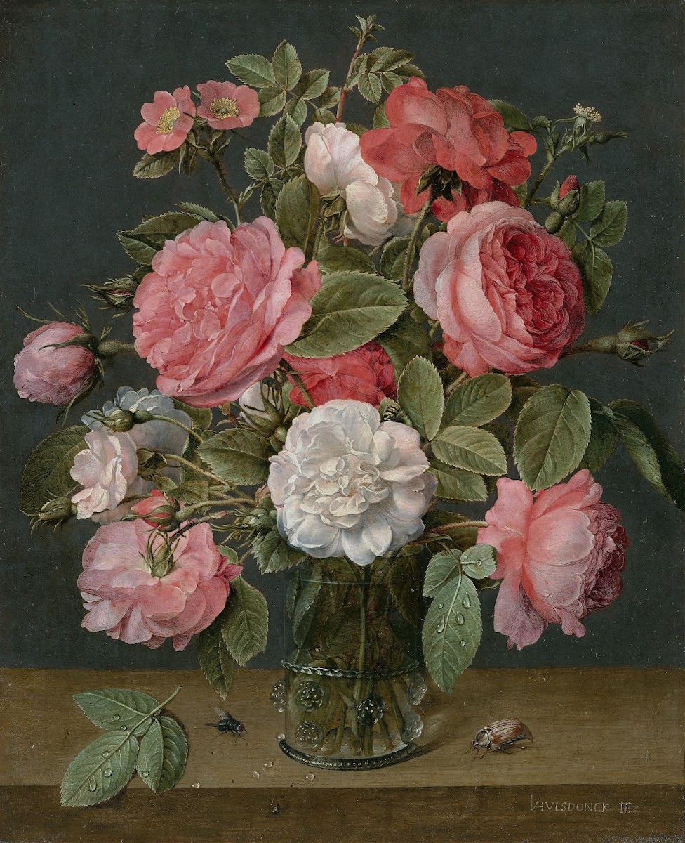 Roses in a Glass Vase c 1640   1645