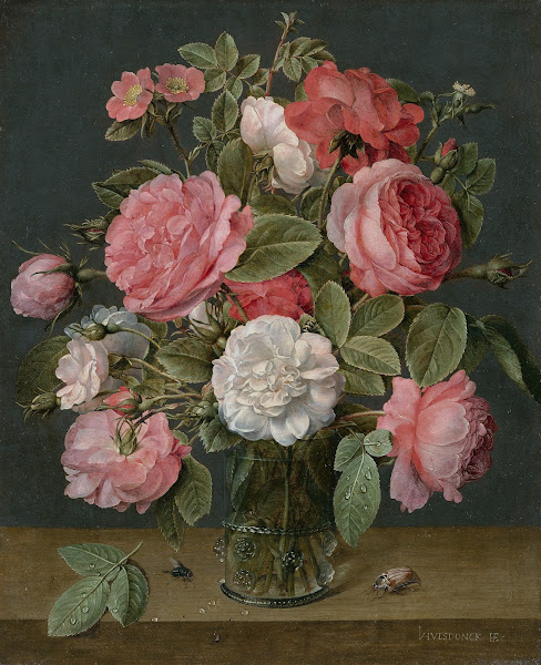Roses in a Glass Vase c 1640   1645