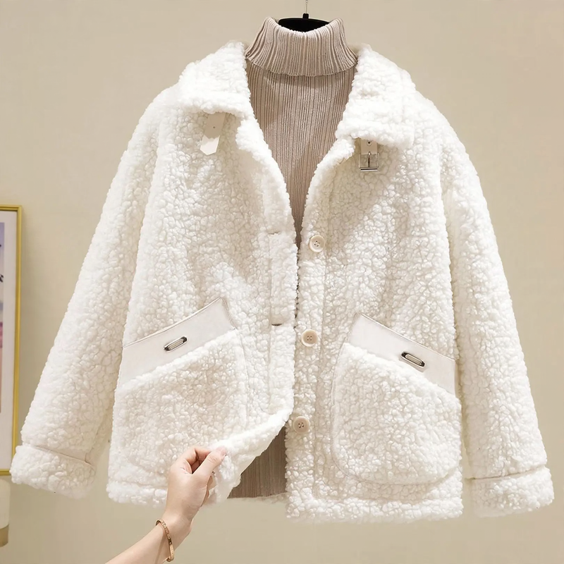 Lammfleece-Imitat Jacke für Damen, Herbst und Winter