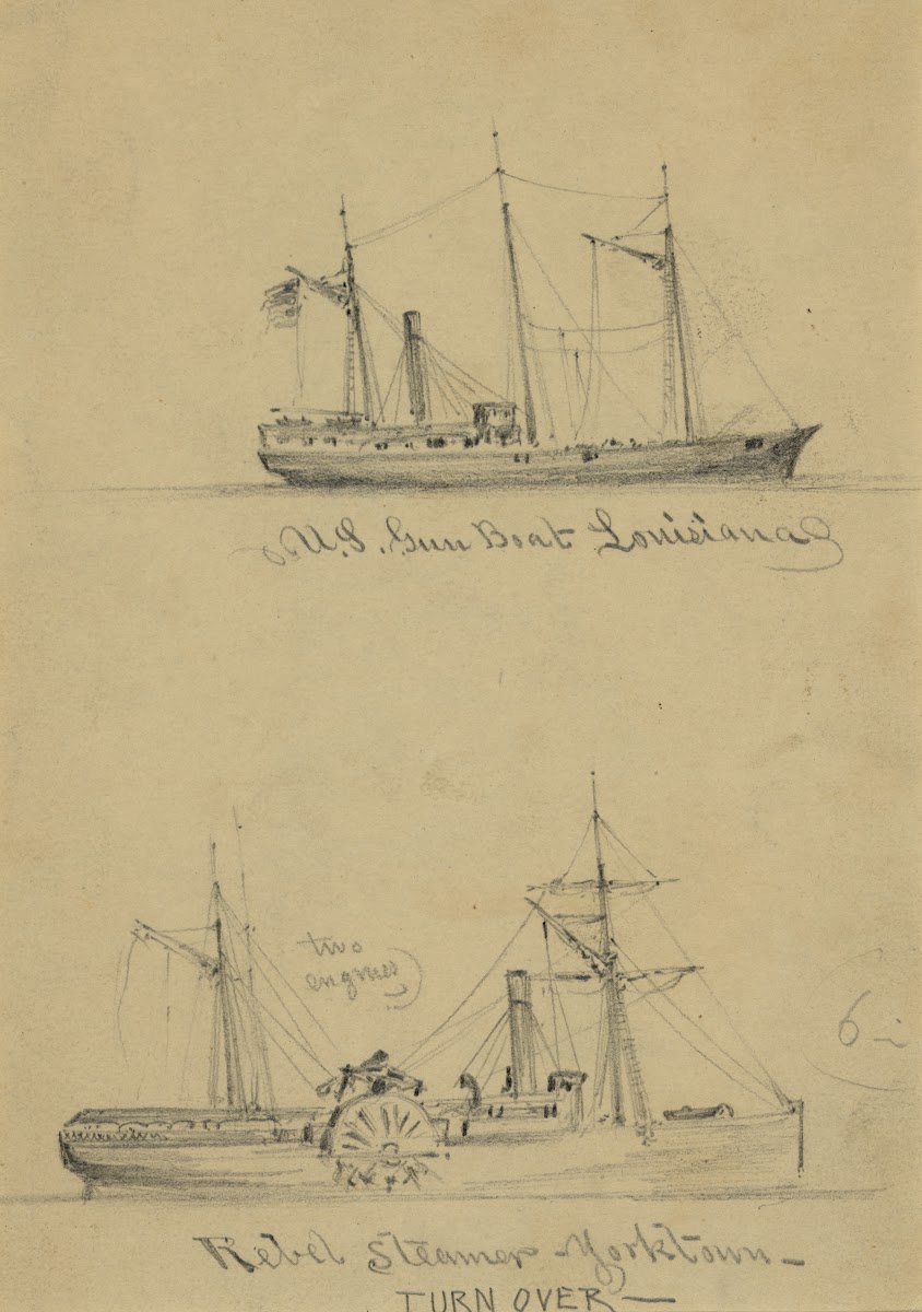 US Gun Boat Louisiana Rebel Steamer Yorktown 1860 1865