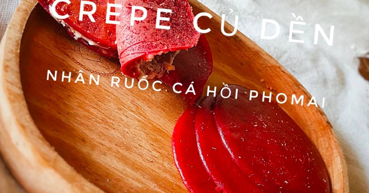 Ăn dặm: Crepe củ dền nhân ruốc cá hồi phomai