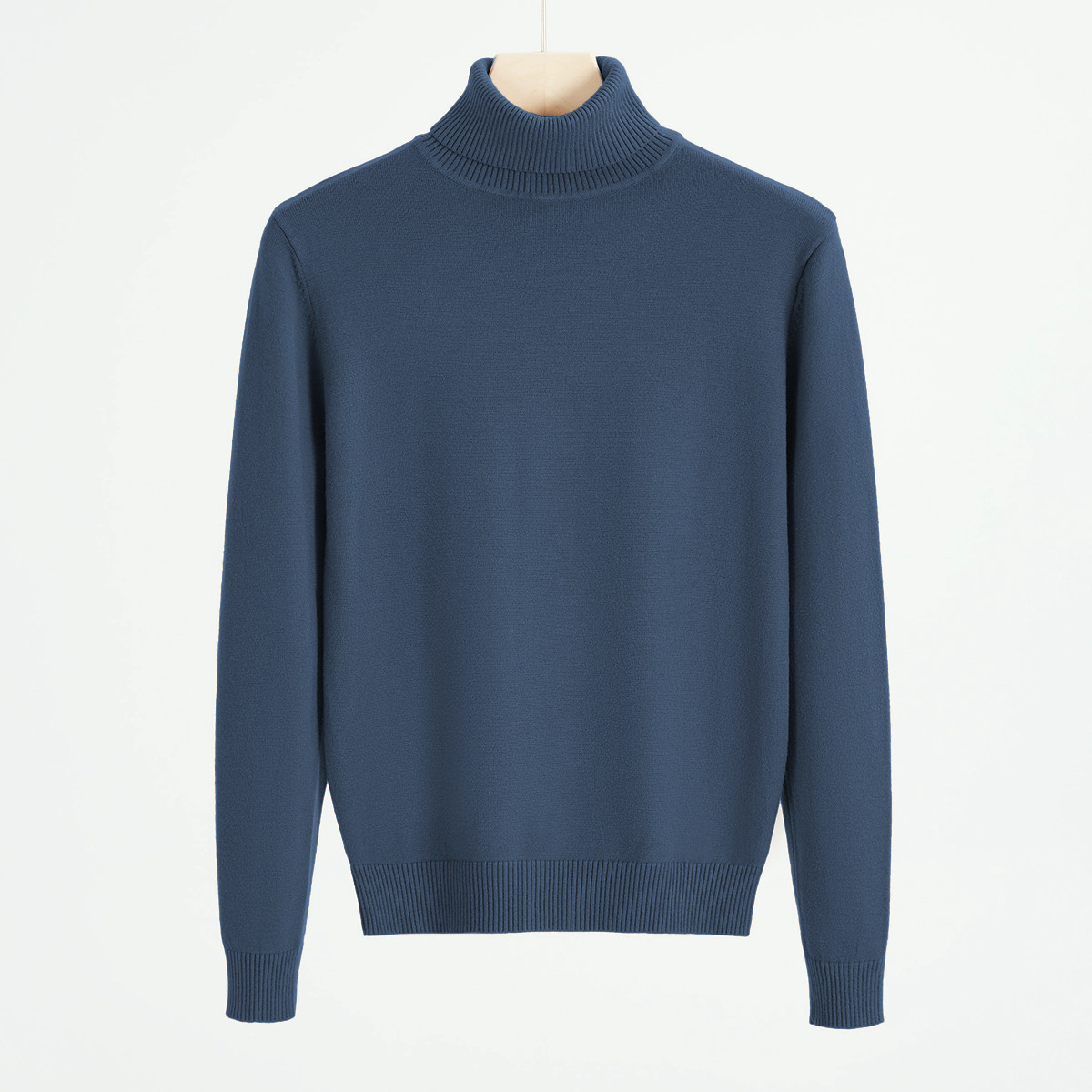 Men's knitted sweater with roll neck, warm