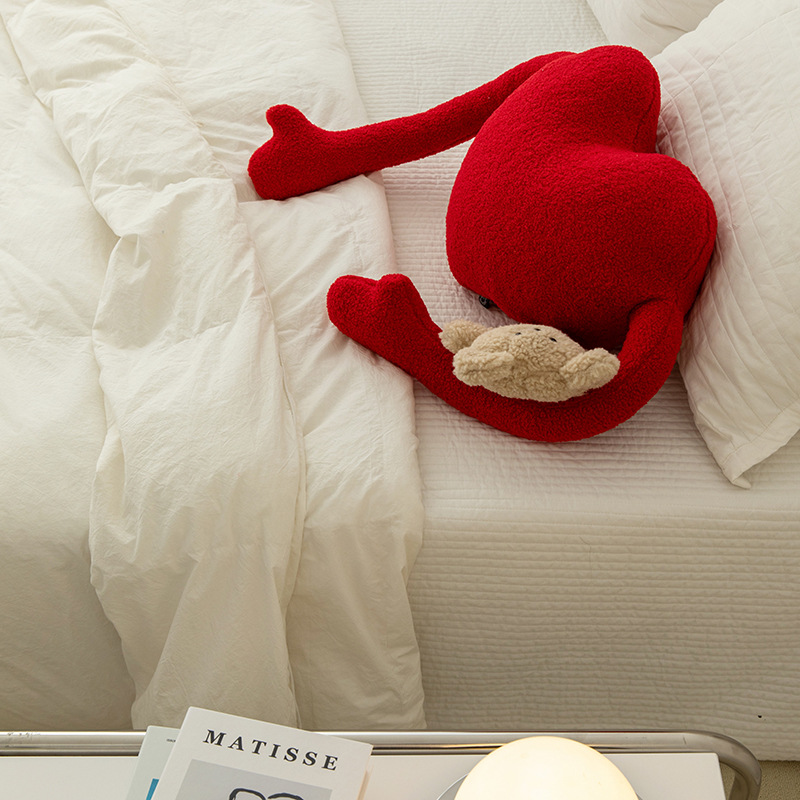 Heart-shaped plush cushion, soft, 41x38 cm