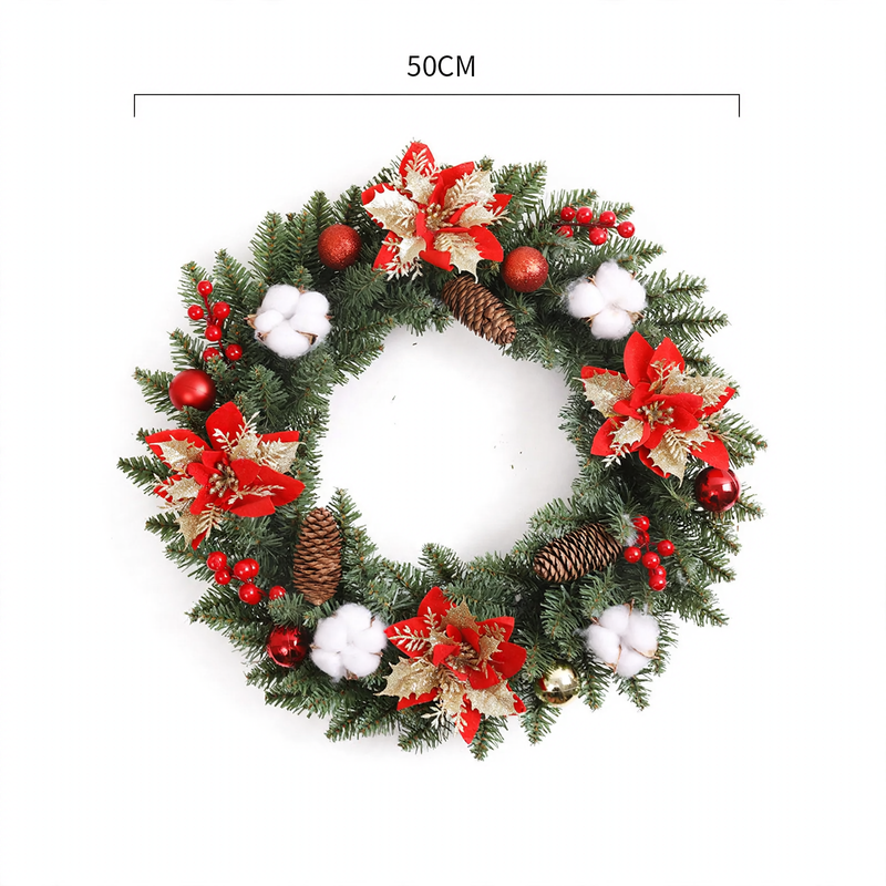 Weihnachtskranz mit Kugeln und Blumen, verschiedene Größen