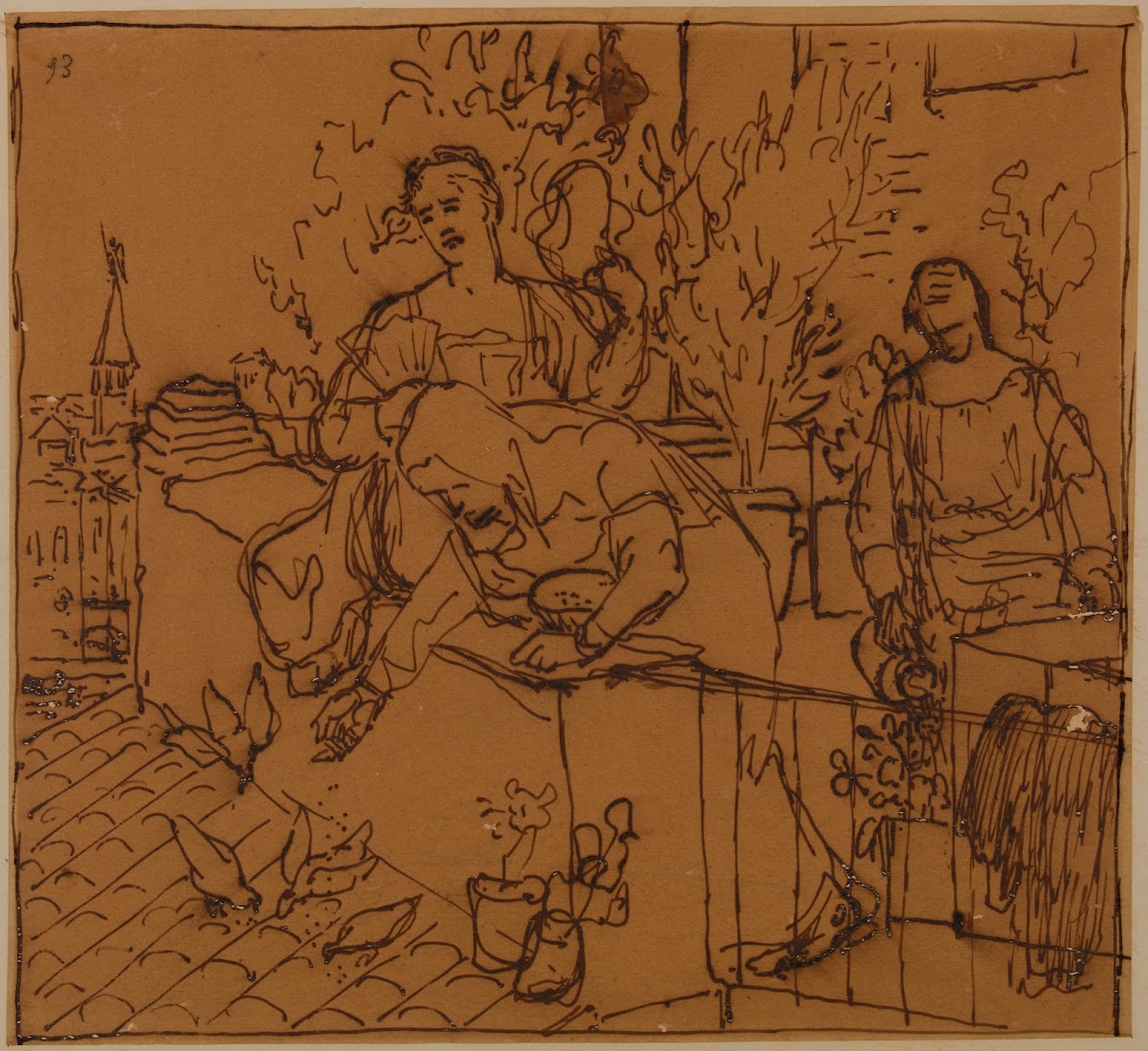 Trois femmes sur une terrasse