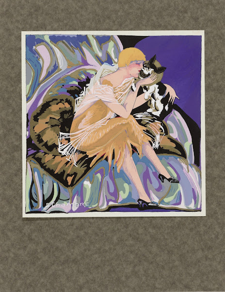 Seated woman with a cat 1920