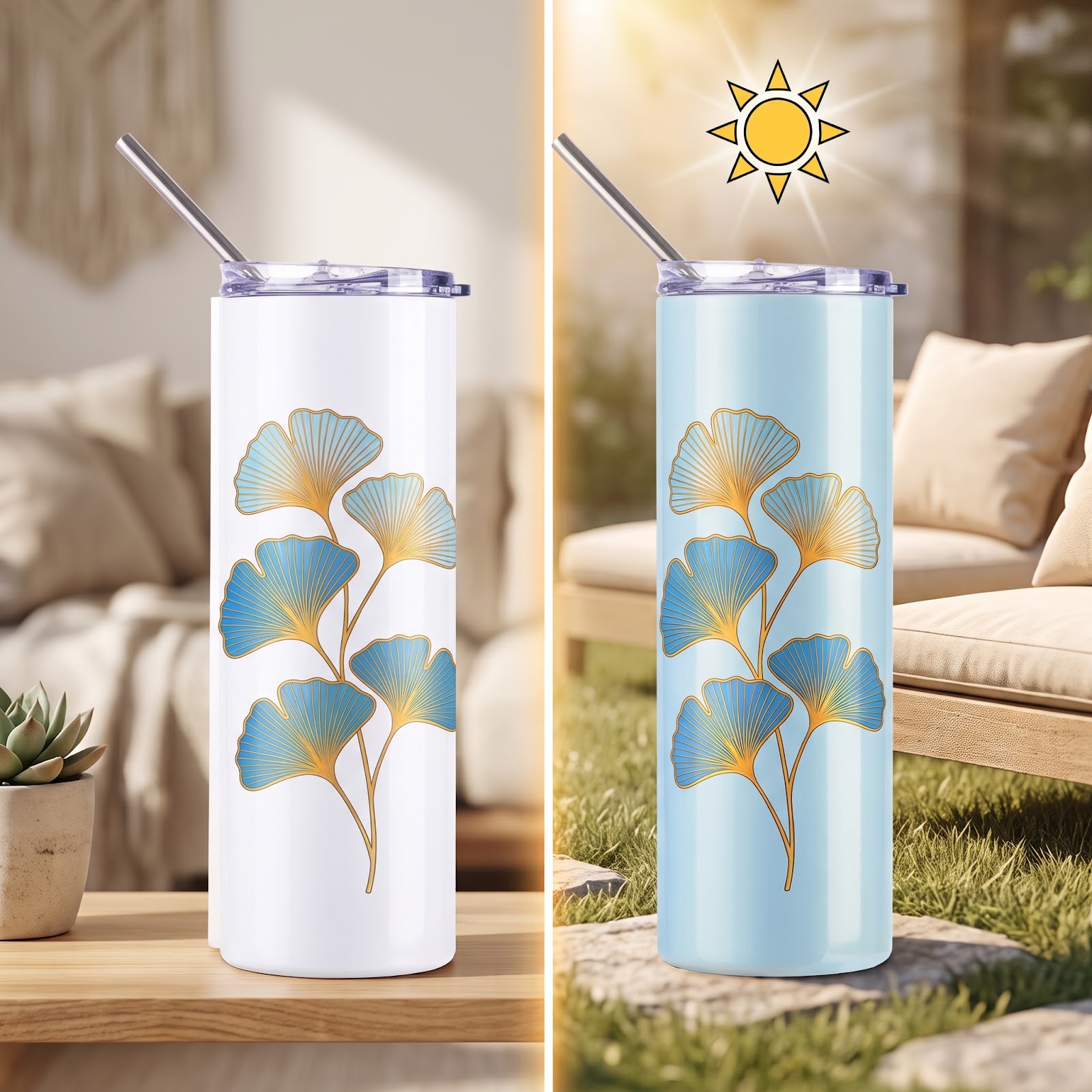 Tumbler color changing rayos UV