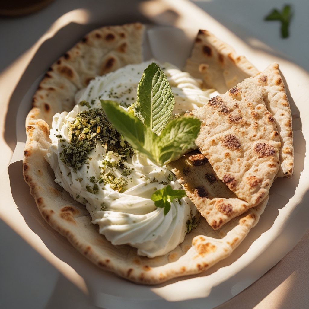 Crispy Za'atar Beef Kofta Flatbreads with Whipped Pistachio-Mint Labneh