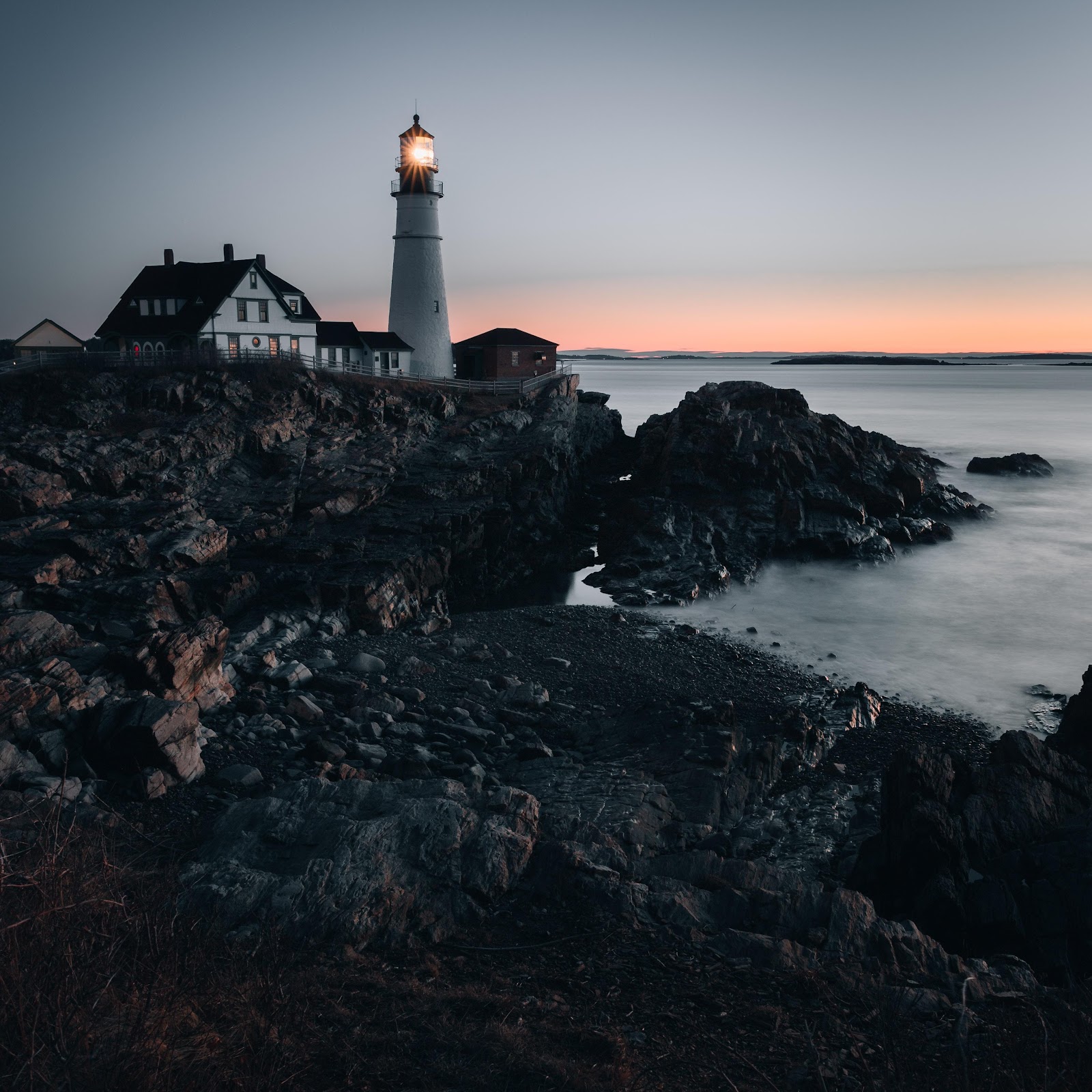 Download Portland Head Light At Sunset 5K iPhone