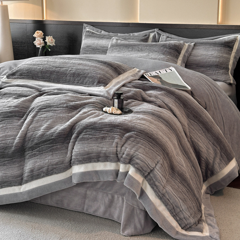 Milk fiber bedding set, 4-piece, geometric pattern