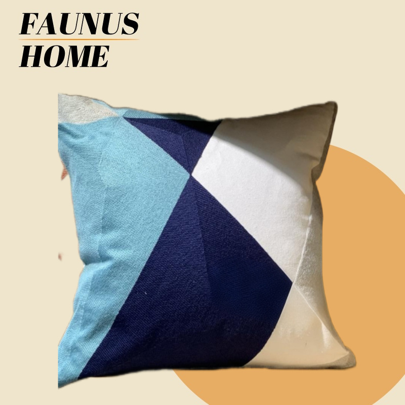 Embroidered cushion cover, 45×45 cm, flower design