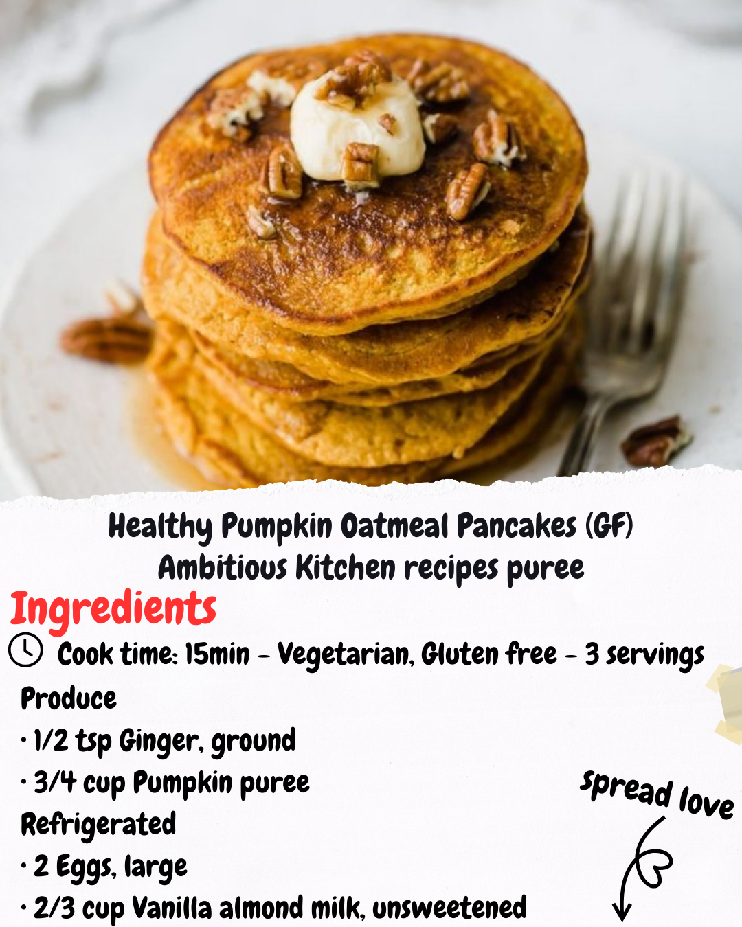 Healthy Pumpkin Oatmeal Pancakes (GF) Ambitious Kitchen recipes puree