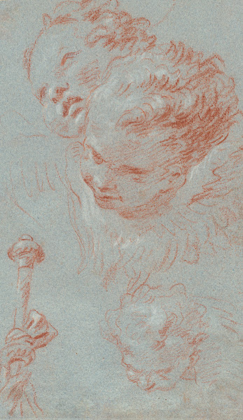 Three Cherubs and a Beribboned Staff 1750