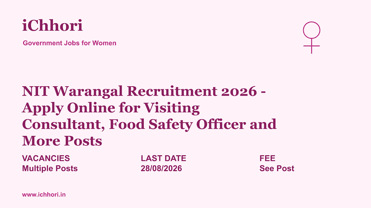 NIT Warangal Recruitment 2026 - Apply Online for Visiting Consultant, Food Safety Officer and More Posts - iChhori