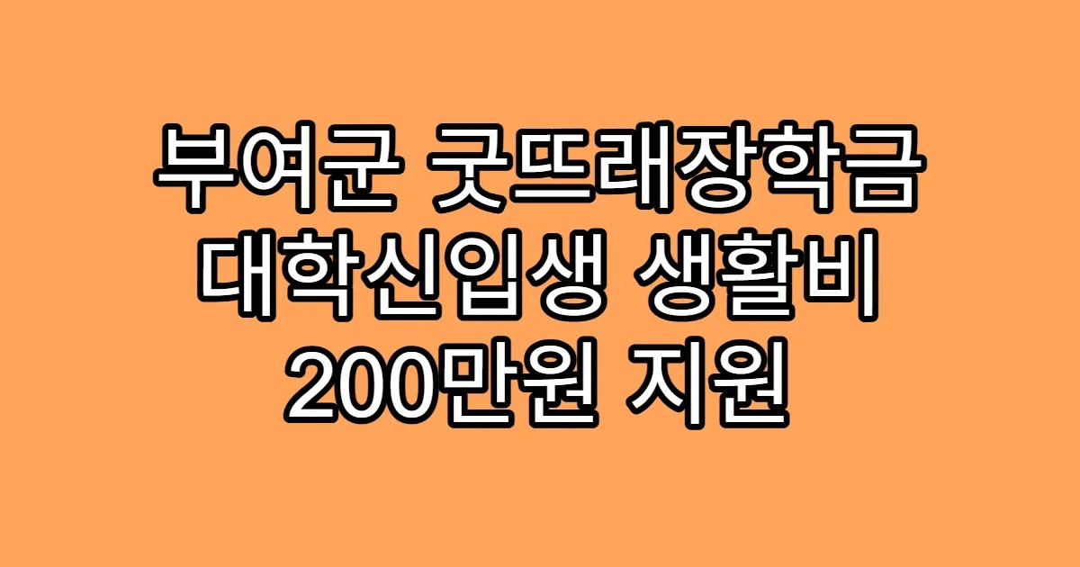 부여군 굿뜨래장학금 대학신입생 생활비 200만원 지원