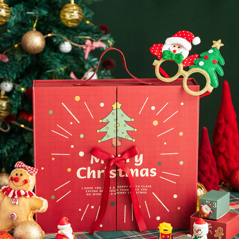 Christmas Advent Calendar Gift Box, 24 Compartments, Fabric