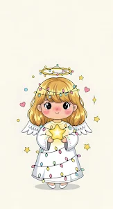 Adorable Christmas Angel Wrapped in String Lights