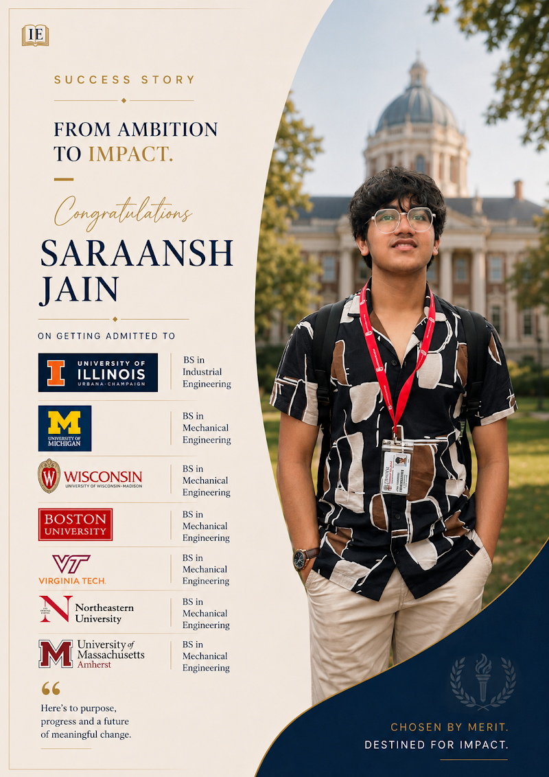 Saraansh Jain — Intelligent Education admit success story
