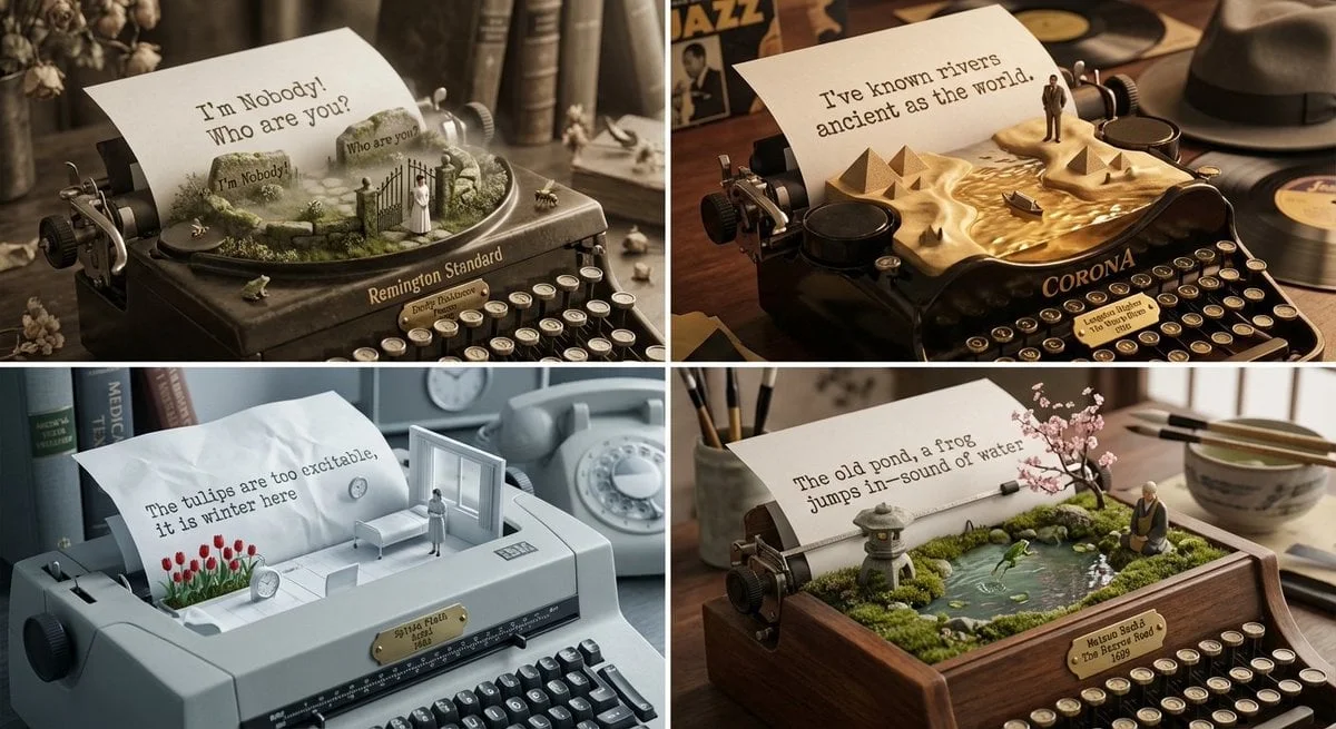 Función: Curador literario y escultor de máquinas de escribir Aportación: [Poeta o poema, por ejemplo, T.S.