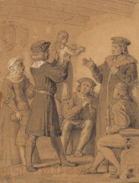 Kochanowski playing with Urszulka 1870