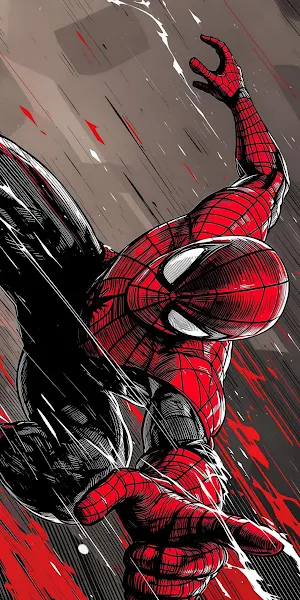 Dynamic Spider-Man Comic Illustration Full HD iPhone Wallpaper Background