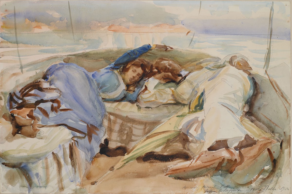 Two Figures in a Boat Isola Bella Italy 1902