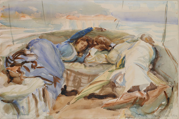 Two Figures in a Boat Isola Bella Italy 1902