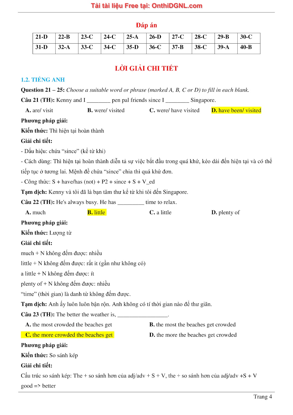 800 bài tập môn Tiếng Anh - Ôn thi ĐGNL ĐHQG TP HCM Phần 6