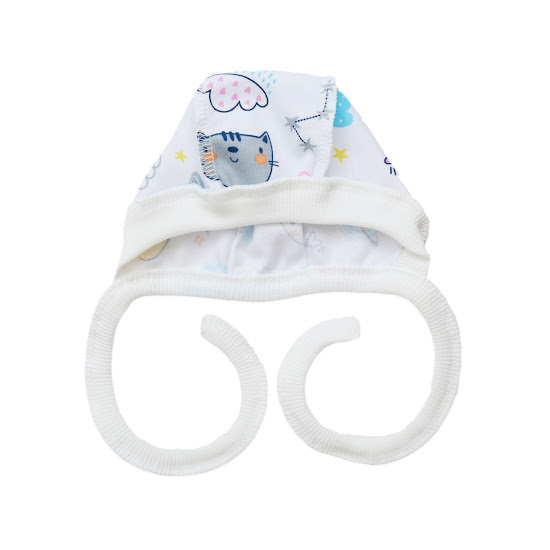 Cap with ties Twins for newborns knitwear 0-3 mon multicolor