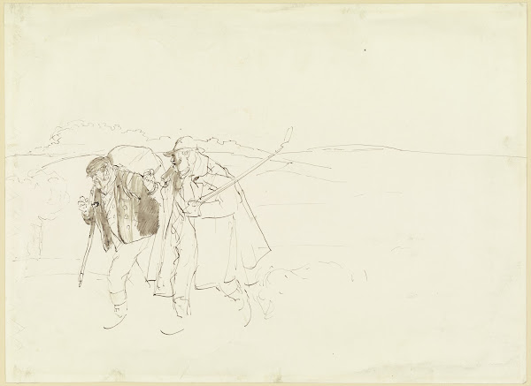 Ein Schäfer und ein Händler auf Wanderschaft