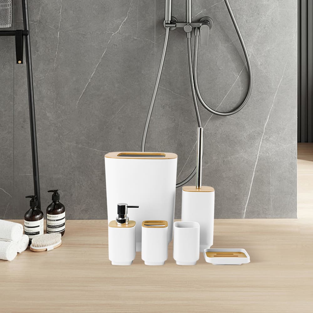 Set de baño de polipropileno Link Life™ color blanco, 6 piezas