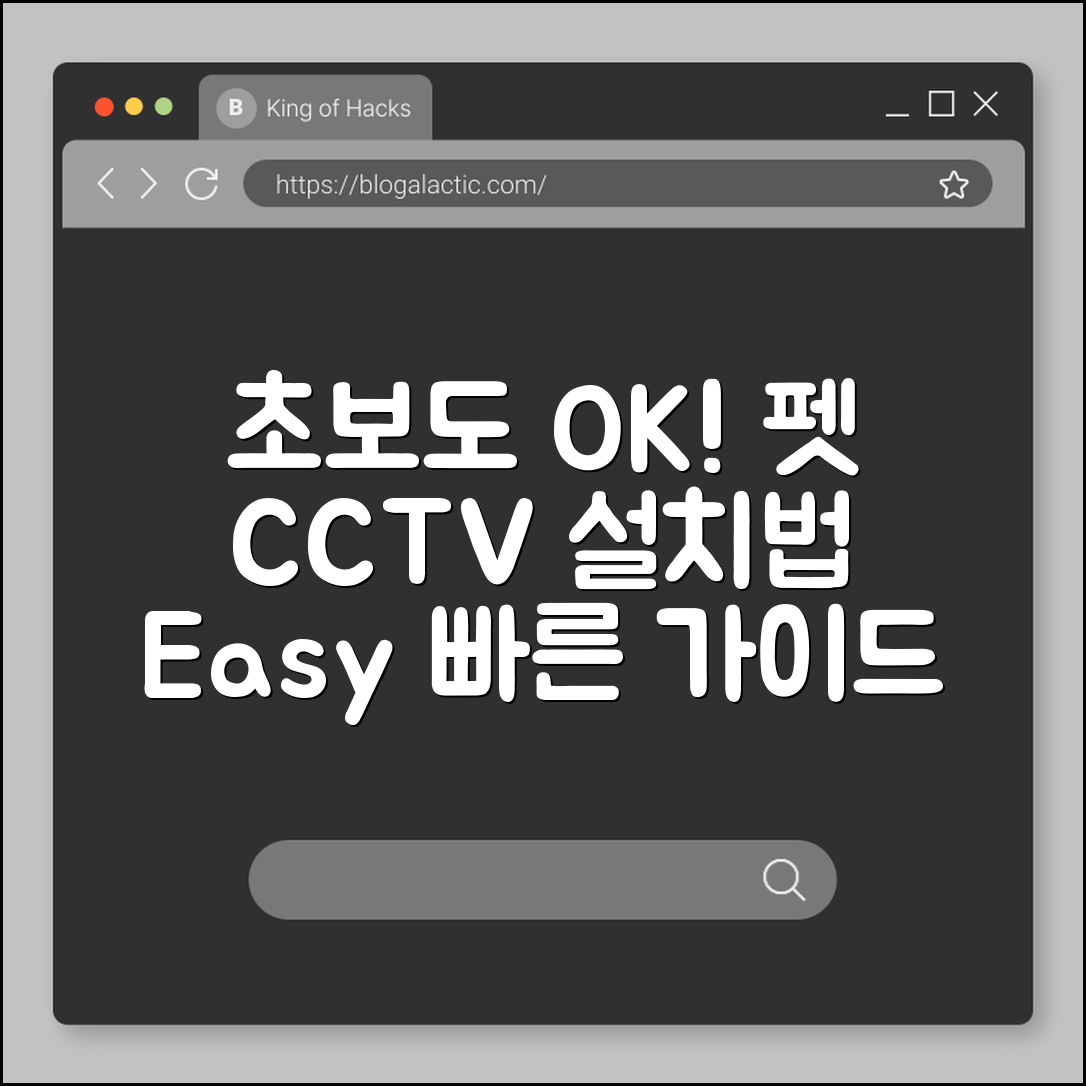 초보자도 쉽게 설치하는 펫 CCTV 카메라