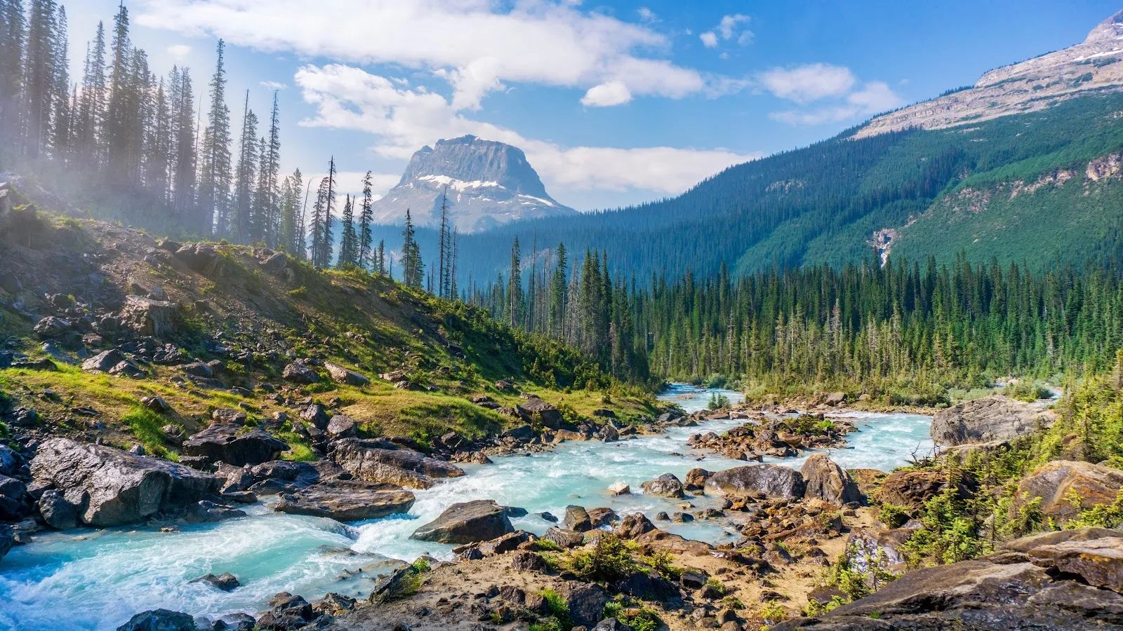 Landscape, Nature, River, Forest, Clouds 5K Desktop Wallpaper