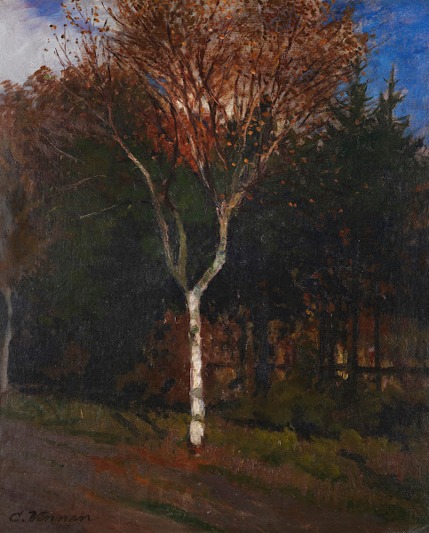 Worpsweder Landschaft Junge Birke am Wegesrand 1895