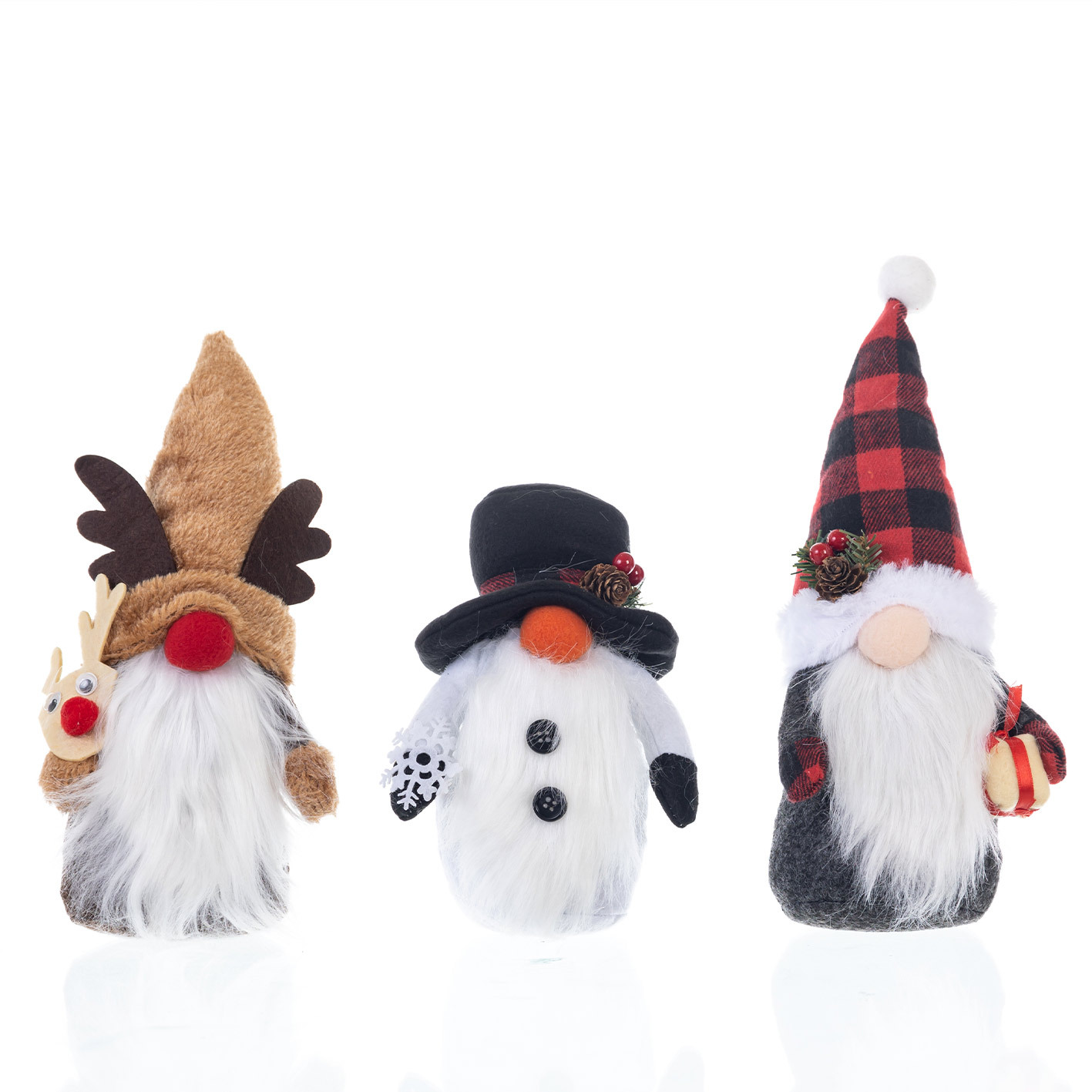 Dekorative Zwergen- und Weihnachtsfiguren aus Stoff