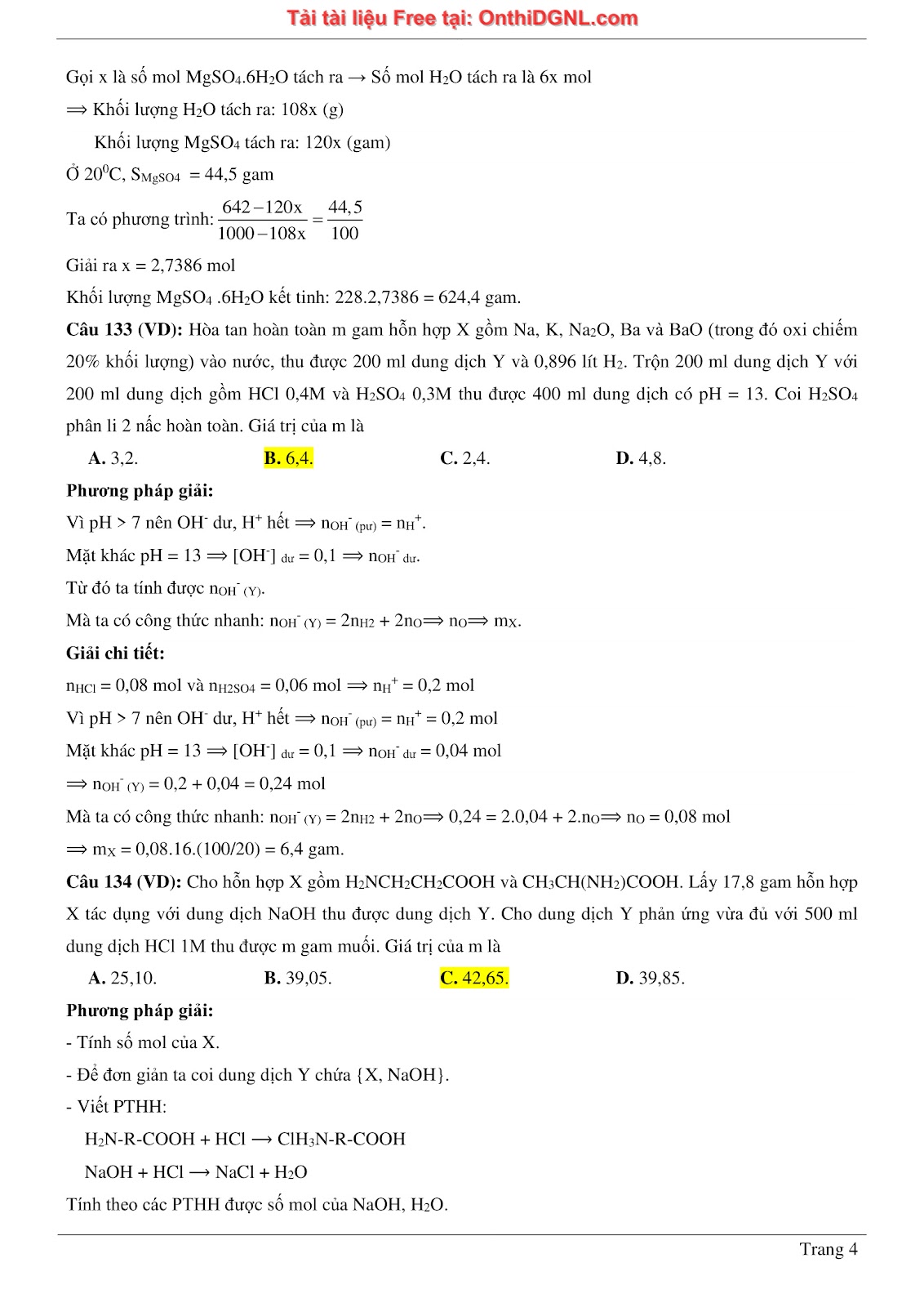260 bài tập môn Hóa học - Ôn thi ĐGNL ĐHQG Hà Nội Phần 11