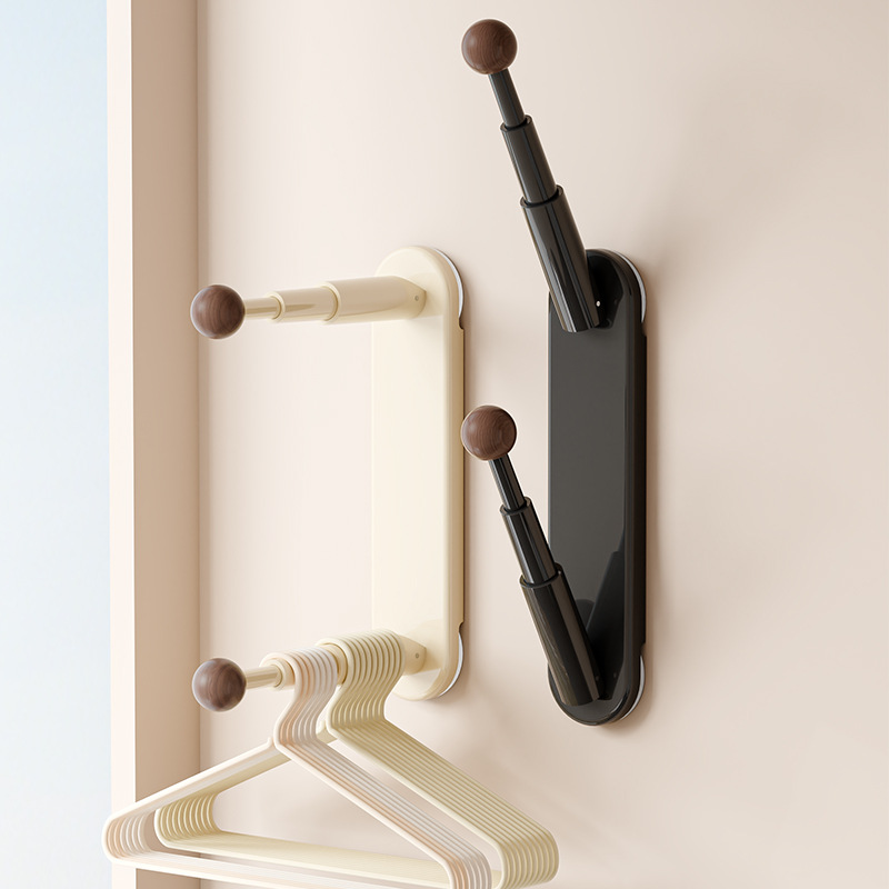 Extendable clothing rod, wall-mounted, without drilling