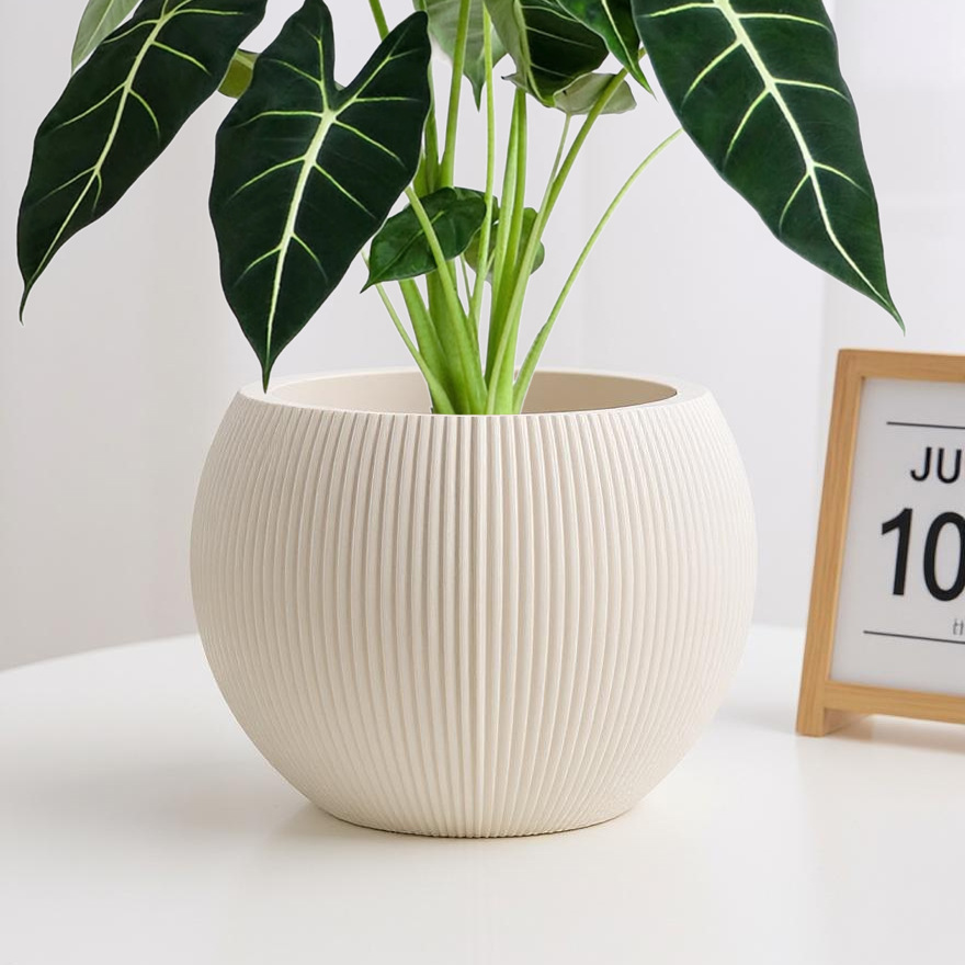 Keramikblumenvase, Landhausstil, Webstruktur