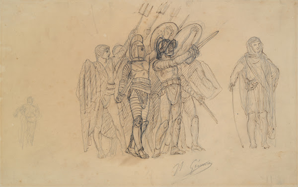 Preparatory study for Ave Caesar Morituri te Salutant Hail Caesar We who are abo